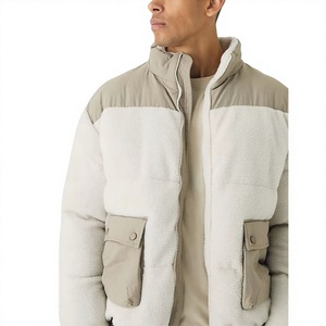 Veste matelassée surdimensionnée pour homme en polaire, nylon, coton colorblock avec logo personnalisé en patchs de caoutchouc - Product Image 3
