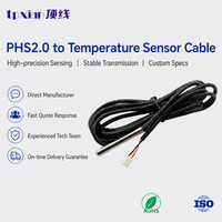Kabel Sensor Suhu DS18B20 dengan Probe Baja Tahan Karat, Konektor PHS2.0, Kabel Terproteksi, OEM, Kabel Harness Kustom