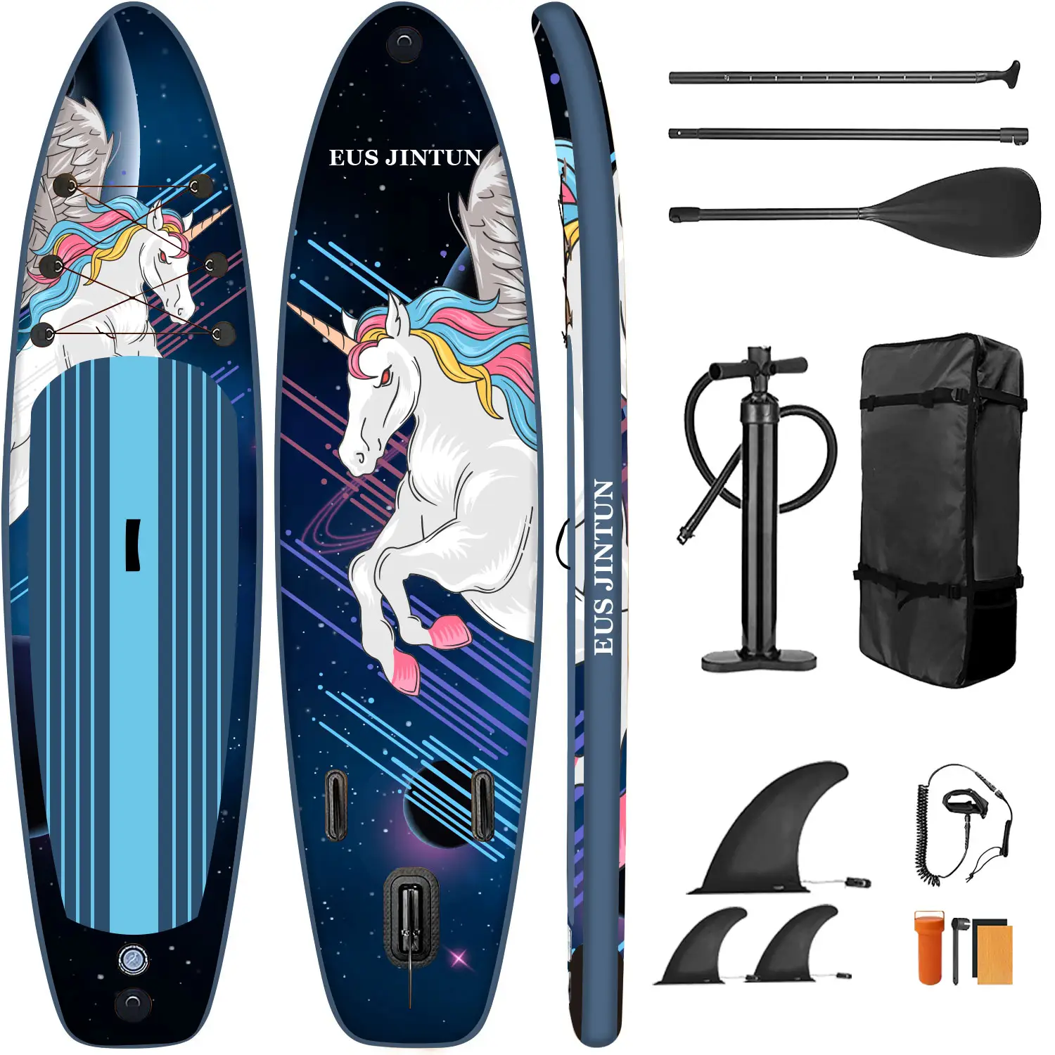 OEM wholesale customize logo The blue unicorn inflatable sup fishing stand up paddle board