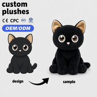 Peluche personnalisée chat noir brodée anti-stress, créez votre propre design, jouet en peluche super doux, OEM/ODM, cadeau d'anniversaire pour enfants, CE