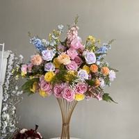 Centres de table floraux géométriques B128 Rose Anthurium Amaranth pour mariage, événements, fêtes et anniversaires