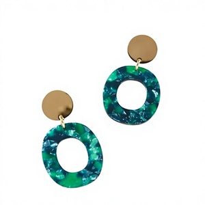 Vintage <b>Black</b> Heart Shape Hoop <b>Earrings</b> Gold Plated Trendy Premium Quality Acrylic Resin Women's Romantic Party Jewelry - Product Image 5