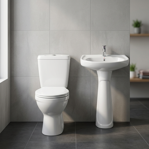 Cheap Price Economic Ceramic Sanitary Ware Bathroom 5 Pcs Complete Set With Toilet and Pedestal Basin From Indian Supplier - Product Image 2