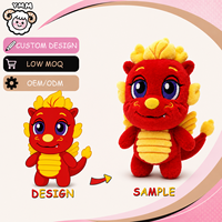 Peluche personnalisée Dragon Rouge, Figurine en Peluche Douce Ventre Jaune OEM ODM pour Cadeau Enfant