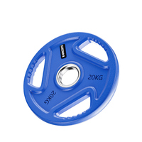 Discos de Pesas Tri-Grip Coloridos con Logotipo Personalizado, Acabado de Goma Resistente, Discos de Goma para Levantamiento de Pesas, Crossfit y Entrenamiento