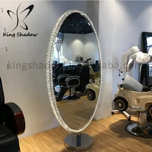 Kingshadow Stasiun Cermin Kristal dengan Laci, Cermin Penata Baja Tahan Karat untuk Salon Kecantikan