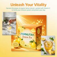 Thé au citron en marque privée EzyTox, poudre de thé aux herbes instantané au citron, boisson au thé aux herbes au citron, sachets individuels, OEM personnalisé