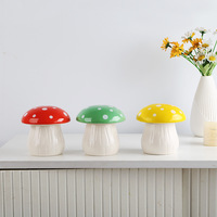 Qianrui Pot à bougie en céramique en forme de champignon, vide, multicolore, moderne et minimaliste, avec couvercle, pour décoration de mariage