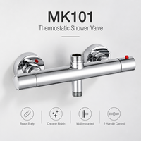 Robinet de douche thermostatique mural en laiton chromé, double anti-brûlure, température constante, mitigeur de douche pour salle de bain