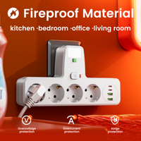 Multiprise ODM/OEM EU 9-en-1 Schuko avec 4 prises CA, 2 USB-A, 2 USB-C, veilleuse et protection contre les surcharges et les surtensions pour salon