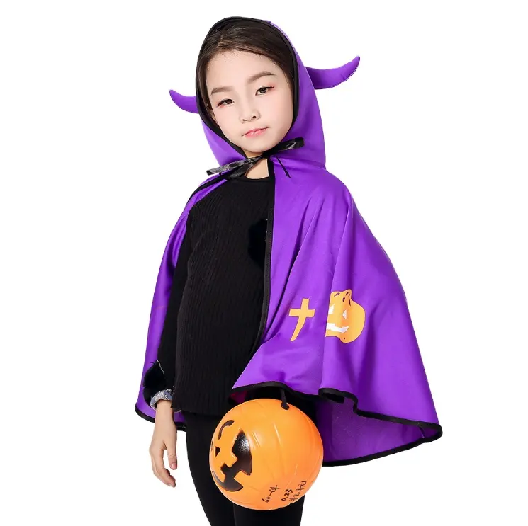 New children's Halloween Capes cute horn devil pumpkin Cosplay performance Costume kids outfits