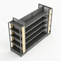 Étagère de présentation robuste en métal noir, étagère autoportante pour magasin, supermarché, vitrine, rangement