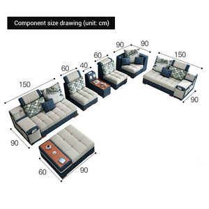Muebles de Sala de Estar en Oferta, Sofá de Terciopelo <span class=keywords><strong>Azul</strong></span> de 7 Plazas con Diseño Moderno y Elegante, Carga USB, Esquinero Seccional - Product Image 6