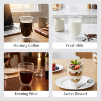 Tasse à café à double paroi Kingze, 80 ml, 150 ml, 250 ml, 350 ml, 450 ml, en verre borosilicate isolé, pour les chaînes de cafés et restaurants