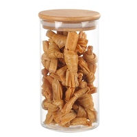 Pot en verre cylindrique en borosilicate de haute qualité, 100ml, 200ml, 500ml, 1300ml, avec couvercle en bois, hermétique et anti-fuite, qualité alimentaire, prix de gros