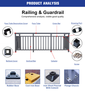 Ringhiera in Lega di Alluminio all'Ingrosso con Palo Robusto e Corrimano Superiore, Guardrail Metallico Personalizzato per Terrazze e Patii Esterni - Product Image 6