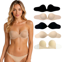 Soutien-gorge invisible auto-adhésif sans bretelles push-up demi-bonnet sans couture respirant sans armatures en éponge style fin sexy pour femme