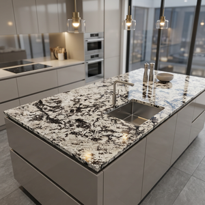 Dalle de marbre blanc neige, marbre rivière d'hiver, marbre blanc noir naturel poli, luxe moderne pour appartement - Product Image 2