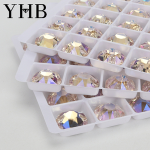 YHB Moonlight XIRIUS Rose Peach Glass Sewing Stones Flatback Rhinestones untuk Pakaian Tas dan Tas - Product Image 5