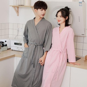 Peignoir d'été unisexe du fabricant, couleur unie, vêtements d'intérieur, taille élastique pour plus <span class=keywords><strong>de</strong></span> confort, idéal printemps-automne - Product Image 2