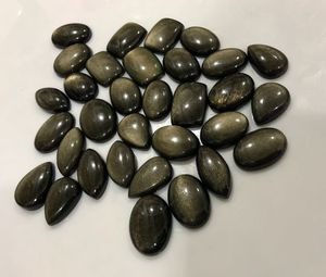 Handmade Emerald Cut Loose Gemstone for Jewelry Making Golden Sheen Obsidian Cabochons Natural Black Color Change Mix Shape - Product Image 4