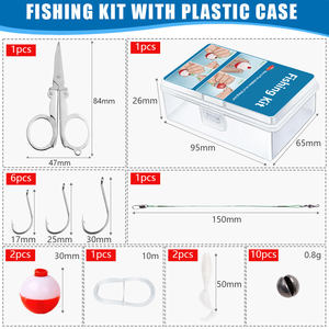 LUSHAZER 24pcs Kit d'accessoires de pêche Boîte en plastique Ciseaux Hameçons Bobbers Leader Leurres souples Plombs fendus avec boîte Basse - Product Image 2