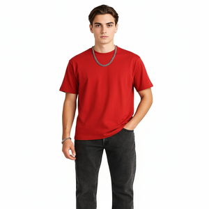 T-shirt décontracté de luxe surdimensionné grande taille respirant à manches courtes en polyester/coton 180/220 g/m² épais vierge - Product Image 1