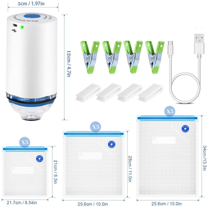 Pompe à vide portable mini USB rechargeable, modèle 2025 amélioré, pour sceller les aliments, avec 15 sacs de mise sous vide inclus - Product Image 2