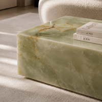 Table basse en marbre onyx vert naturel de style rétro luxueux Cammy Stone pour salon, villa, hôtel, maison
