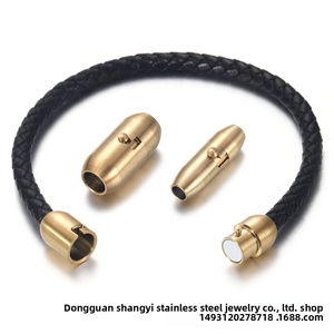 Thép không gỉ từ hạt <span class=keywords><strong>Clasp</strong></span> cho dây da Vòng đeo tay an toàn khóa với viên đạn và viên thuốc hình dạng 3mm Kích thước kết nối - Product Image 3