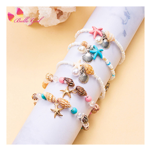 Tobilleras de Venta caliente de BELLEWORLD para mujer, joyería de moda, tobilleras para niñas, joyería <span class=keywords><strong>tejida</strong></span> hecha a mano diaria para pies, <span class=keywords><strong>tobillera</strong></span> de concha con cuentas - Product Image 1