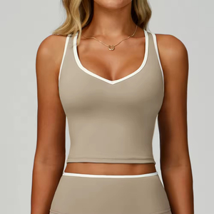 Custom Color Contrast Stretchy Gym Fitness Crop <b>Tops</b> Sports <b>Bra</b> Breathable <b>Built</b> <b>in</b> <b>Bra</b> Workout Yoga Tank <b>Tops</b> - Product Image 1
