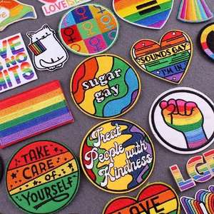 Patch brodé LGBT personnalisé, patchs thermocollants pour vêtements, patchs arc-en-ciel de haute qualité pour vêtements, chapeaux, décoration DIY - Product Image 1