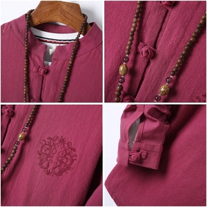 Ecoparty ชุดสูทผู้ชายสำหรับฤดูใบไม้ร่วงสไตล์จีน, ชุดสูท Tang Suit Hanfu แบบดั้งเดิมมีกระดุมแนวย้อนยุคเสื้อผ้าชาเซน - Product Image 5