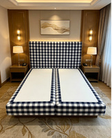 Cadre de lit rembourré moderne haut de gamme avec tête de lit élégante, tissu luxueux, mobilier élégant pour chambre à coucher, hôtel et appartement