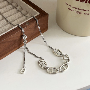 Collar de Plata de Ley S925 con Diseño Geométrico de Nariz de Cerdo, Gargantilla para Mujer, Cadena para Clavícula, Estilo Minimalista, Uso Diario - Product Image 4