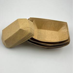 Bandeja de barco de papel Kraft desechable personalizada Recubrimiento de PE Contenedor de papel de comida rápida Bandeja Kraft natural - Product Image 1