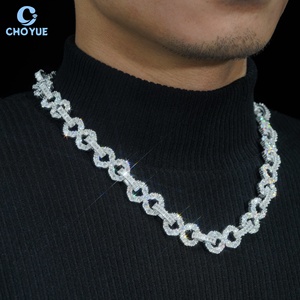Collar de Plata S925 al por Mayor con Moissanita VVS, Eslabones Infinitos, Cadena Hip Hop con Diamantes Brillantes y Piedras Completas, Joyería para Fiestas - Product Image 5