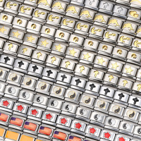 Bracelet à breloques italien en gros, symboles Yin Yang, Croix, Cœur, Lune, Dauphin, en acier inoxydable, bracelet à maillons modulaires, bijoux DIY, cadeau