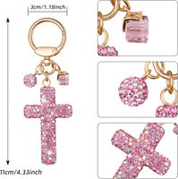 Porte-clés en cristal scintillant avec initiale, alphabet, croix, breloque pour sac, bijoux, cadeaux de baptême, souvenir