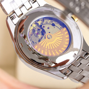 Montre pour homme en acier inoxydable de style professionnel, cadran en cristal saphir, mouvement mécanique, résistante à l'eau, fermoir papillon - Dernière version - Product Image 6