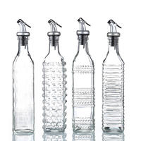 Bouteille carrée de style américain de 500 ml en verre sécurisé écologique et durable pour huile et vinaigre, avec couvercle métallique détachable