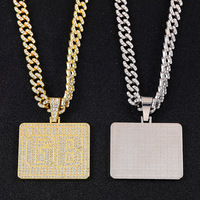 Collier pendentif tendance doré scintillant, entièrement pavé de zircone cubique, chaîne cubaine, lettre initiale personnalisée, bijou pour homme, cadeau