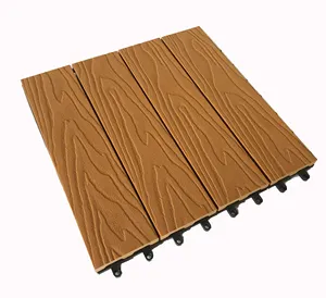 Umman bahçe açık 3 D kabartmalı DIY fayans su geçirmez Anti kayma 300x300mm DIY WPC birbirine Decking derin tahıl WPC fayans