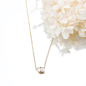 금도금 다이아몬드 체인 초커 지르콘 목걸이 귀중한 돌 보석 어린 소녀 스테인레스 스틸 보석