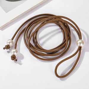 สายรัดข้อมือจิวเวลรี่สำหรับผู้หญิง, สายรัดหนัง PU มาใหม่สายรัด<span class=keywords><strong>เอว</strong></span>แบบบางประดับมุกสายรัดเอว - Product Image 4