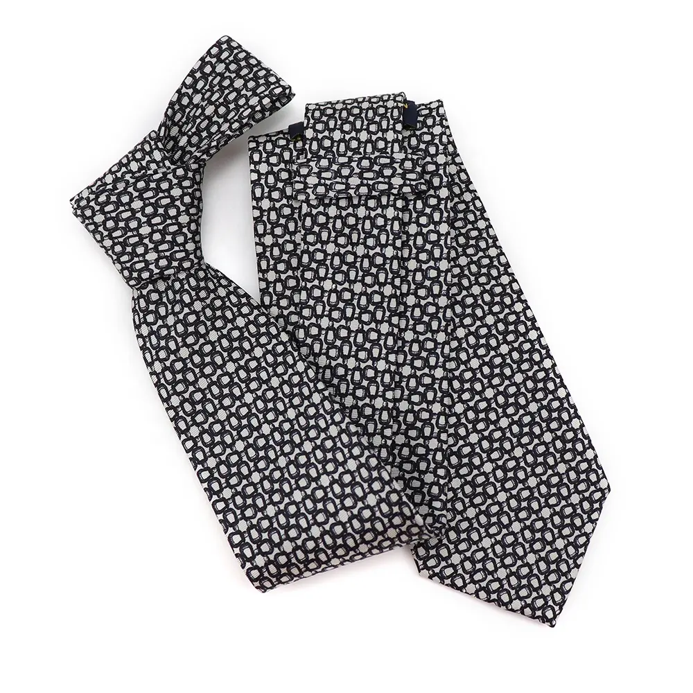 Xinli corbatas para hombre traje de seda corbatas fondo blanco negro herradura geométrico cuello lazos impreso corbata diseño co