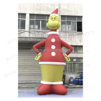 Grande figurine gonflable du Grinch avec sac cadeau et lumière LED, thème des fêtes de Noël, Grinch, Père Noël, monstre vert, gonflable de Noël