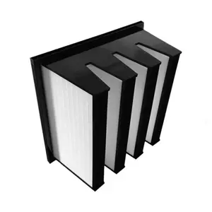 High Efficiency HEPA Fiberglass Paper F7 F8 F9 V Bank Filters Fine Dust Air Filter For Air Handing Units