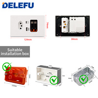 Prise murale DELEFU type N brésilien 2P+T 10A/20A avec chargeur rapide USB-A USB-C 20W PD, câble rétractable double, panneau PC